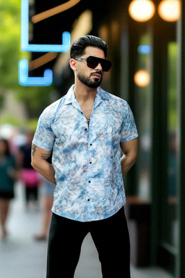 Aarvi Trenddz Men Self Design Casual Blue Shirt