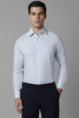 LOUIS PHILIPPE Men Striped Formal Light Blue, White Shirt