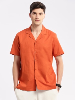 Showoff Men Solid Casual Orange Shirt