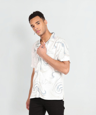 FLYING MACHINE Men Printed Casual White Shirt