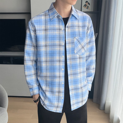 SHABIB Men Checkered Casual Blue Shirt