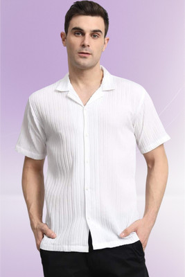 A Dearise Trend Men Self Design Casual White Shirt