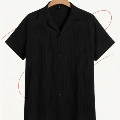 A FUBAR Men Self Design Formal Black Shirt