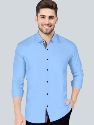 Selinta Men Solid Casual Light Blue Shirt