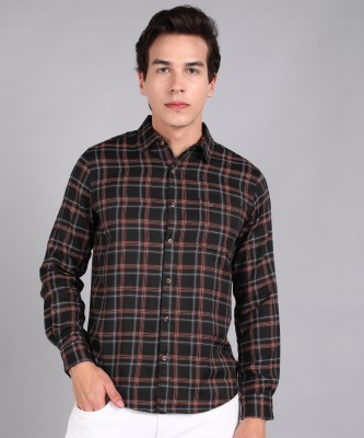 Urbano Fashion Men Checkered Casual Black Shirt