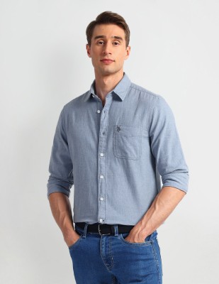 U.S. Polo Assn. Denim Co. Men Solid Casual Blue Shirt