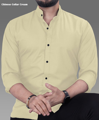 VARUTEX Men Solid Casual Cream Shirt
