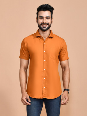 Urbany Men Solid Formal Gold Shirt