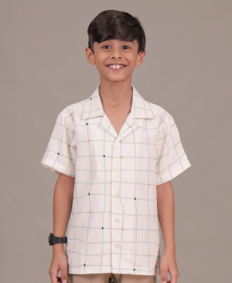 FunFukrey Boys Printed Casual White Shirt