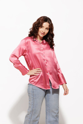 Urban Sundari Women Solid Casual Pink Shirt