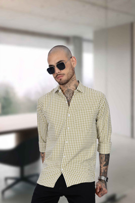 Aarna Enterprise Men Self Design Casual Gold Shirt