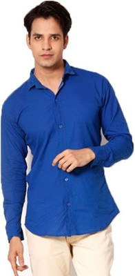 Super Weston Trend Men Solid Casual Blue Shirt