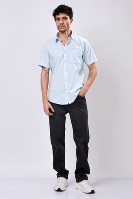 Stylox Men Solid Casual Blue Shirt