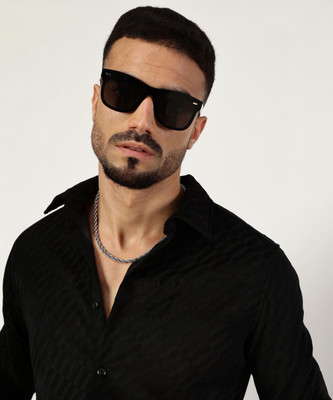 THOMAS SCOTT Men Self Design Casual Black Shirt