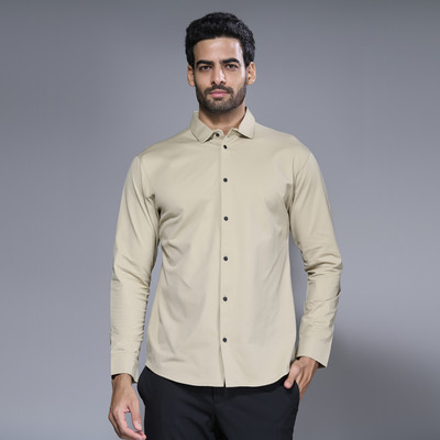 Maxzone Men Solid Casual Green Shirt