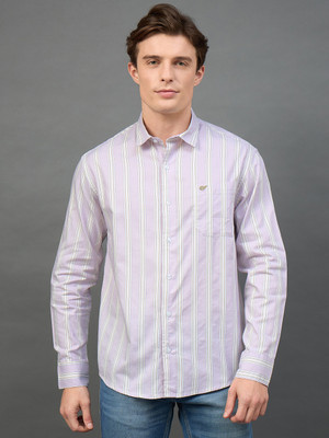 Club York Men Striped Casual Pink Shirt