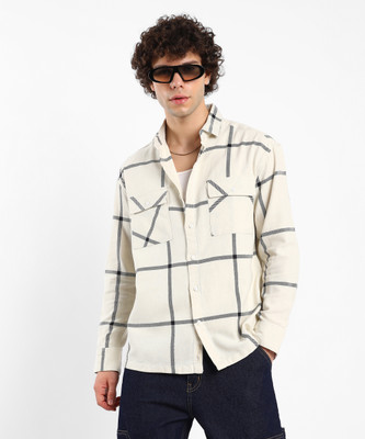 CAMPUS SUTRA Men Checkered Casual White Shirt