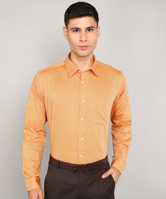 Raymond Men Self Design Formal Yellow Shirt