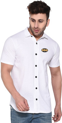 GEUM Men Solid Casual White Shirt