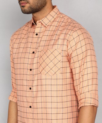 ROADRIVER Men Checkered Casual Black, Blue, Orange Shirt