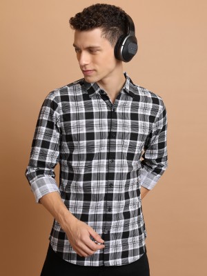 HIGHLANDER Men Checkered Casual Black, Grey, White Shirt