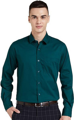 FAVNIC Men Solid Casual Green Shirt