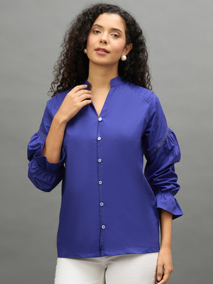 Club York Women Solid Casual Purple Shirt