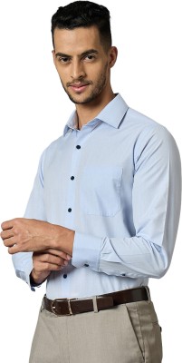 LOUIS STITCH Men Solid Formal Blue Shirt