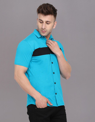 BEYOU FASHION Men Solid Casual Light Blue Shirt
