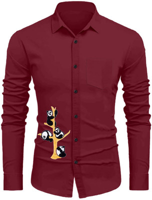 Sanskruti Men Embroidered Casual Red Shirt