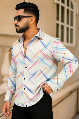 LAXBON Men Printed Casual White Shirt