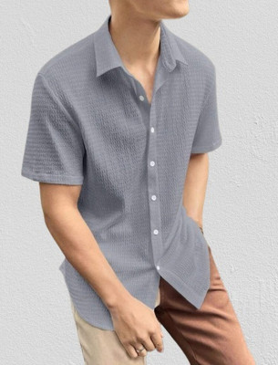 Arth Enterprise Men Solid Casual Grey Shirt