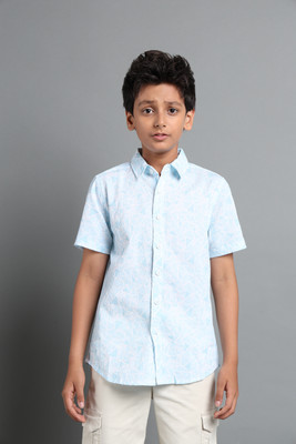 Under Fourteen Only Boys Printed Casual Blue Shirt