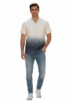 jaks Men Floral Print Casual White Shirt
