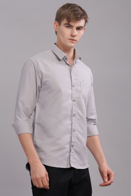 Uzmax Men Solid Casual Grey Shirt