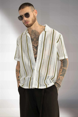 VASTRAM TREND Men Self Design Formal Light Green Shirt