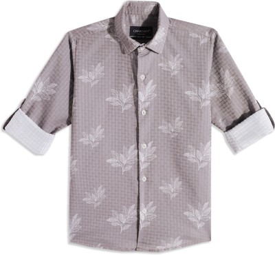 Charchit Boys Floral Print Casual Grey Shirt