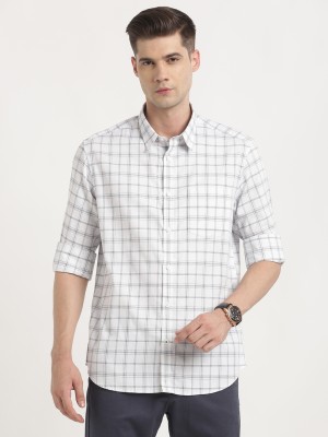 INDIAN TERRAIN Men Checkered Casual White Shirt