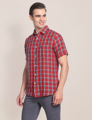 U.S. POLO ASSN. Men Checkered Casual Red, Black, White Shirt