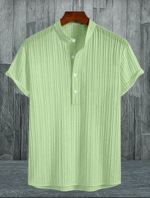 KVARA Men Self Design Casual Light Green Shirt