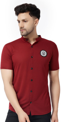 BEYOU FASHION Men Solid Casual Maroon Shirt