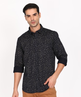 INDIAN TERRAIN Men Printed Casual Dark Blue, Grey Shirt