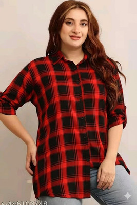 stylemyth Women Checkered Casual Red Shirt
