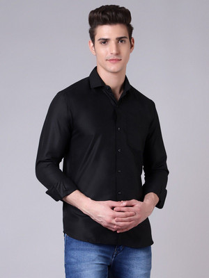 UV FASHION Men Solid Casual Black Shirt