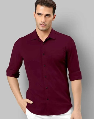Neviq Trend Men Solid Casual Maroon Shirt