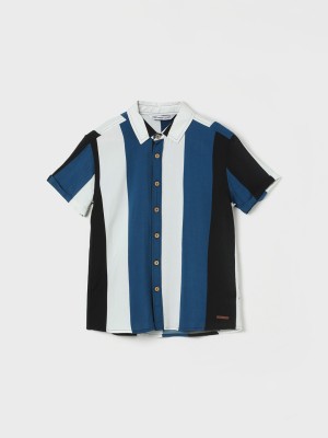 Fame Forever by Lifestyle Boys Color Block Casual Blue Shirt