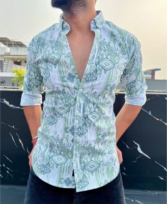 VISHV Men Printed Casual Green, Multicolor Shirt