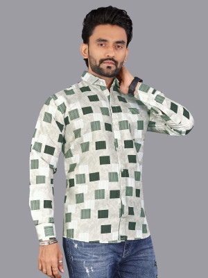 Stellalifestyle Men Printed Casual Green Shirt