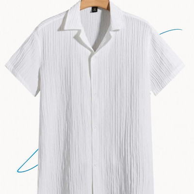 A DEEMOON TREND Men Self Design Casual White Shirt