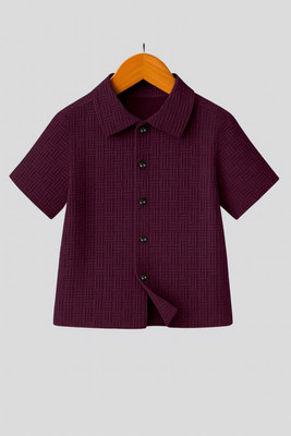RFCREATION Boys Self Design Casual Purple Shirt